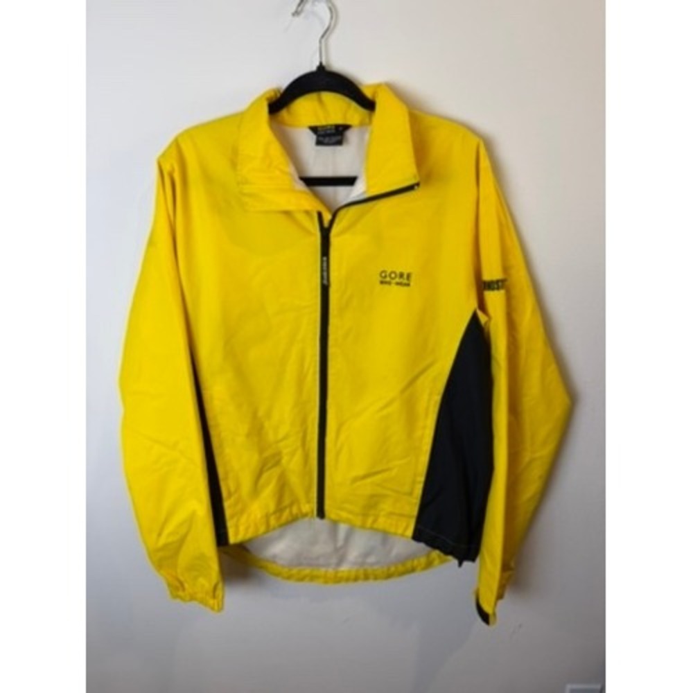 Gore Bike Wear Windstopper Cycling Jacket Mens Medium Yellow Black Full Zip